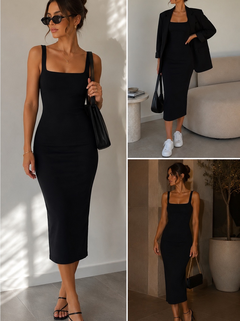 American Apparel Bodycon Black  Midi Dress L